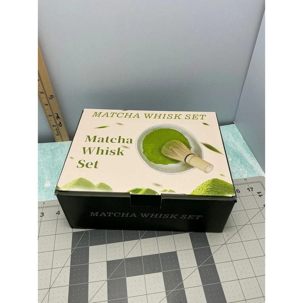 Japanese Matcha Whisk Set Ceramic Bowl‎ Bamboo Whisk Holder 6 Piece Kit